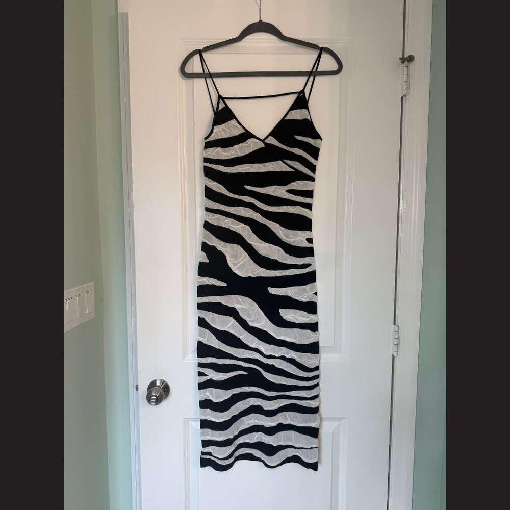 ZARA Zebra Print Bodycon Slip Dress Size S